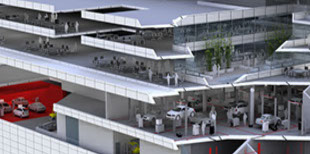3d Visualsierung einer Fabrik Audi T20 für RKW Architekten